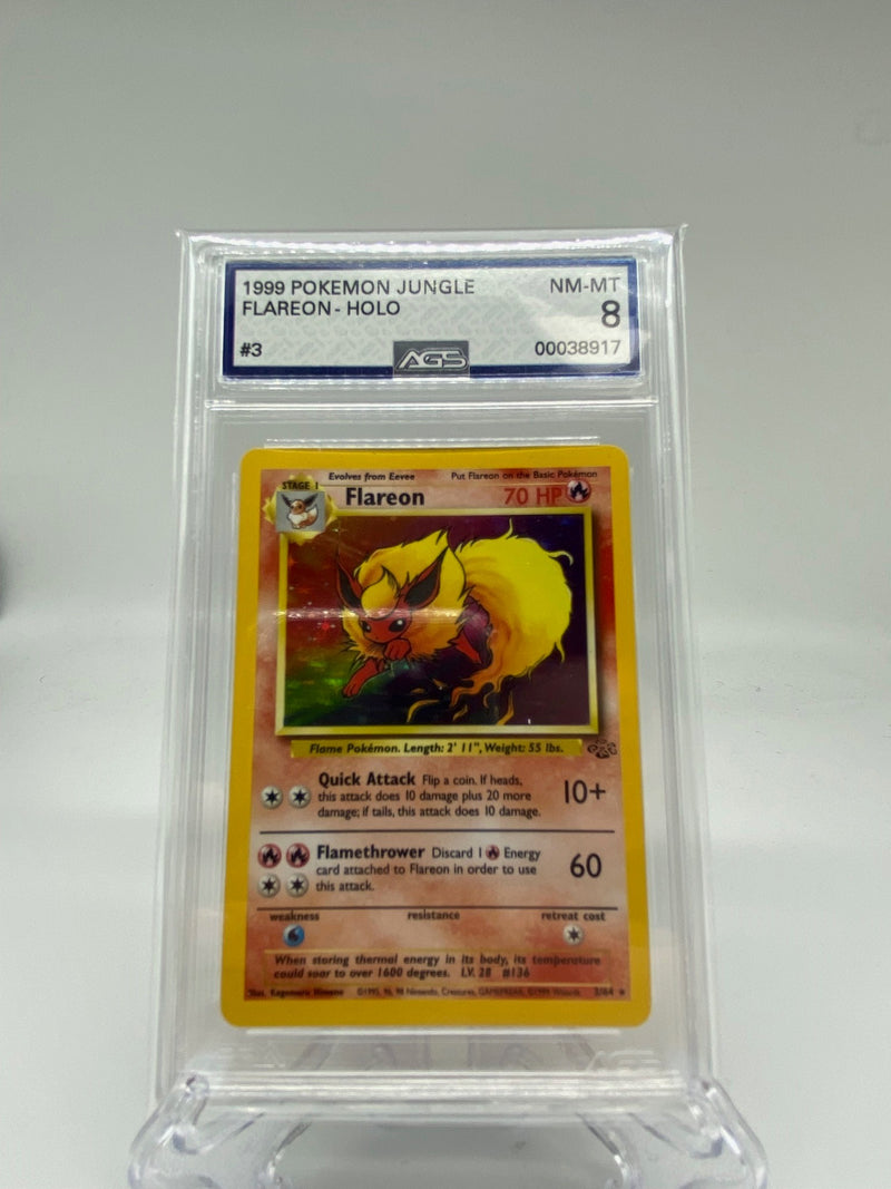 AGS Graded 1999 Pokémon Jungle Holo Flareon 3/64 8.0