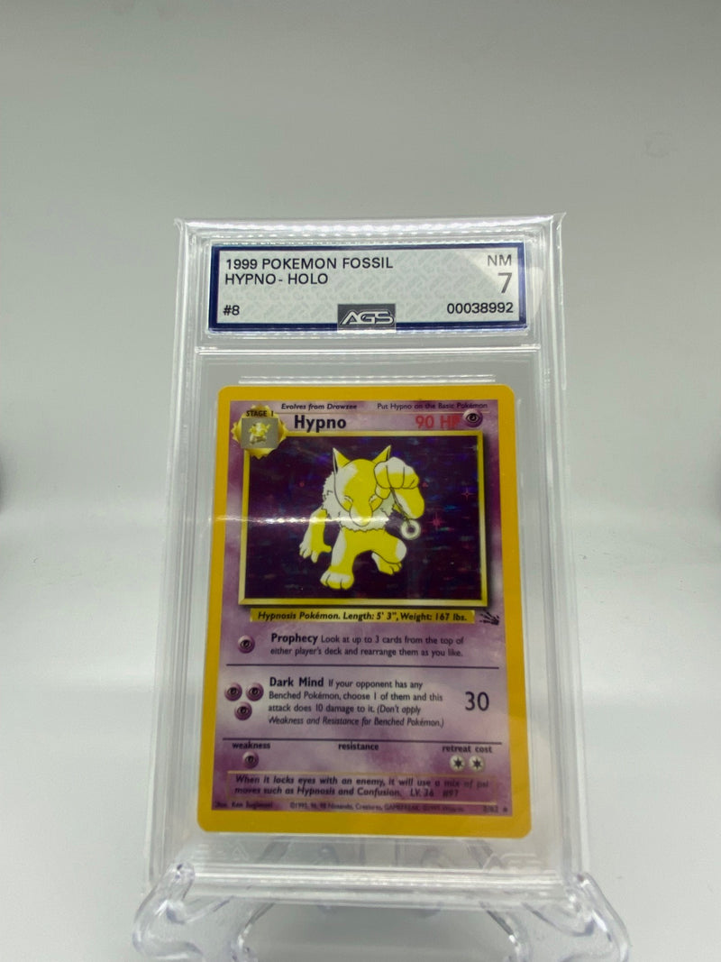 AGS Graded 1999 Pokémon Fossil Holo Hypno 8/62 7.0