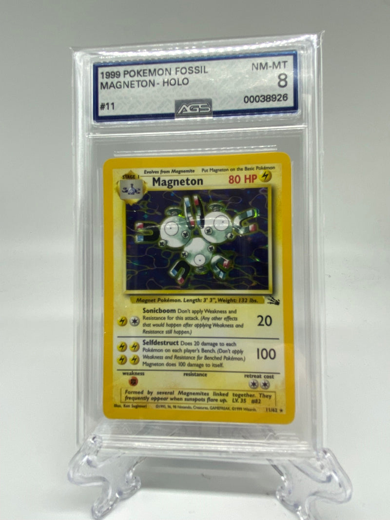 AGS Graded 1999 Pokémon Fossil Holo Magneton 11/62 8.0