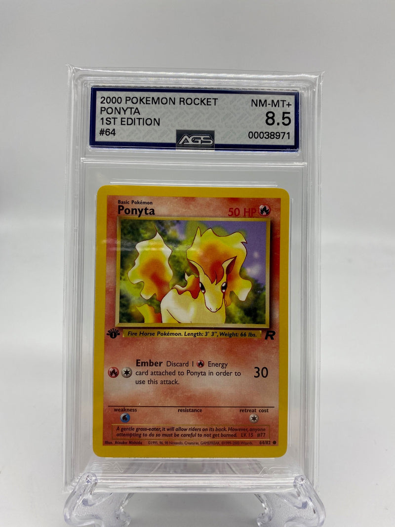 AGS Graded 2000 Pokémon Rocket Ponyta 1st Edition 64/82 8.5