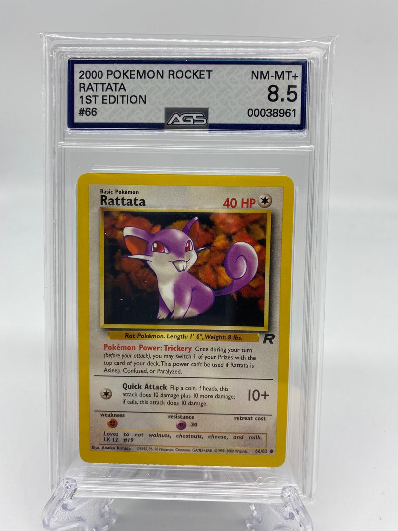 AGS Graded 2000 Pokémon Rocket Rattata 1st Edition 66/82 8.5