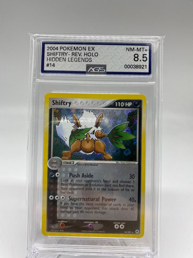 AGS Graded 2004 Pokémon Hidden Legends Reverse Holo Shiftry 14/101 8.5