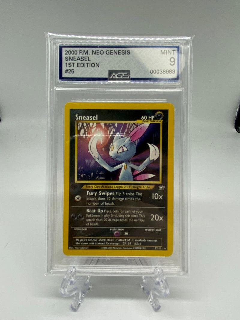 AGS Graded 2000 Pokemon Neo Genesis Sneasel 1st Edition 25/111 9.0