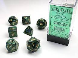 Chessex Scarab Jade / Gold Polyhedral 7-Die Set