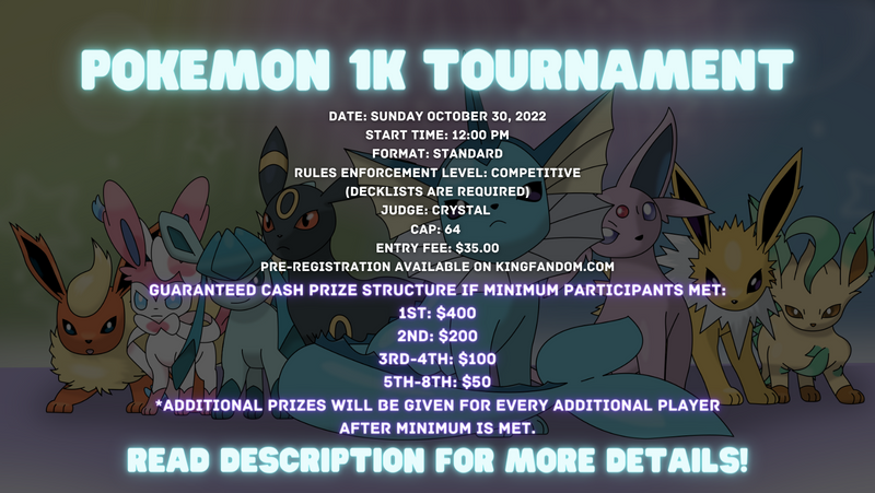 Pokemon 1k Tournament October 2022 Pre-Registration