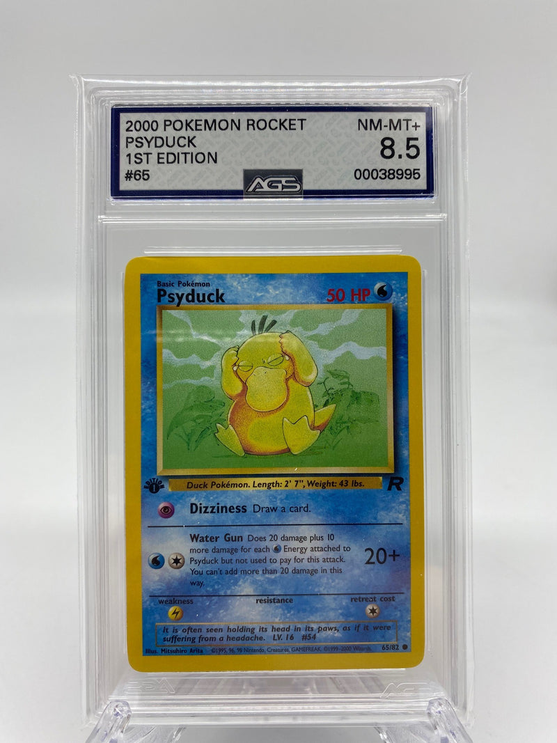 AGS Graded 2000 Pokemon Rocket Psyduck 1st Edition 65/82 8.5